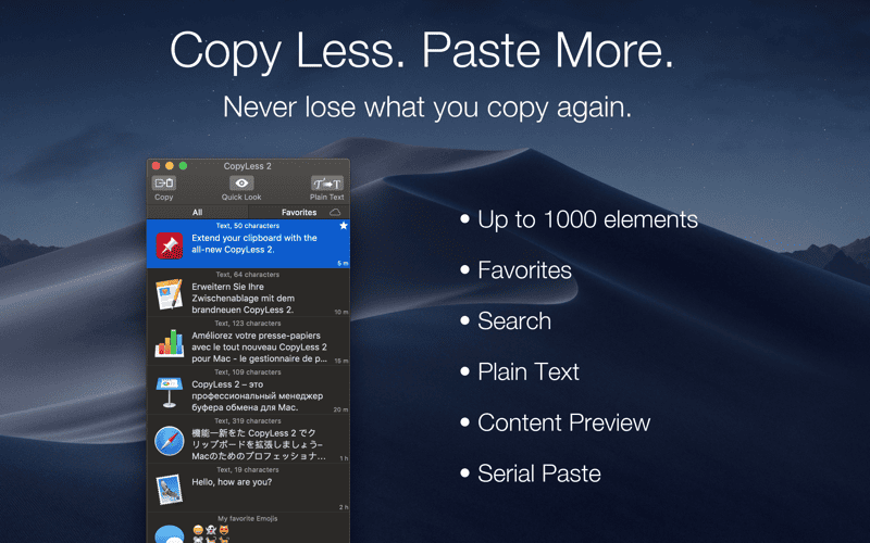 CopyLess 2 Mac剪贴板管理器截图